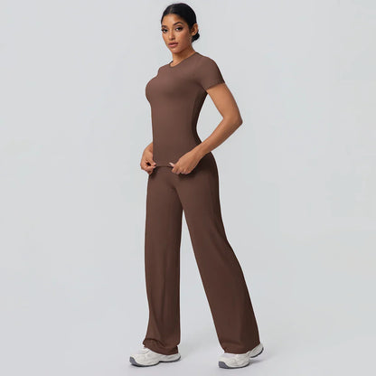 Fitness Sports Workout Yoga Set for Women Naked Feel Slim Casual Workout Top T-Shirt Quick Drying Push Up Running Pants Yoga Set