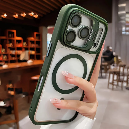 Luxury for Magsafe Magnetic attraction Bracket Case for IPhone 17 16 15 13 12 Pro Max Lens Holder Protection Clear Cover