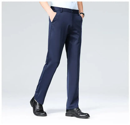 Men's Stretchy Casual Pants Business Suit Pants Spring Summer Breathable Dress Pants Full Length Homme Work Trousers