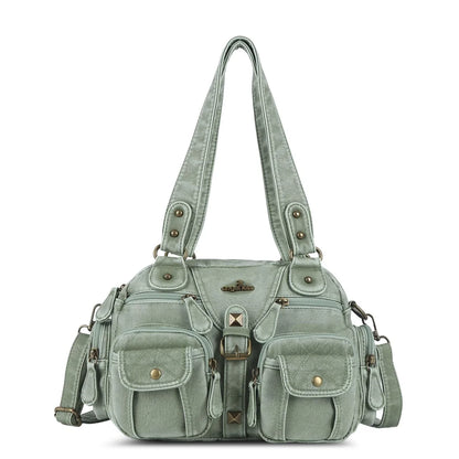 Vintage Bag Women Small Handbags Satchel Top-handle Handbag PU Shoulder Bag Fashion Dumpling Pack Multi-pockets Shoulder Bags