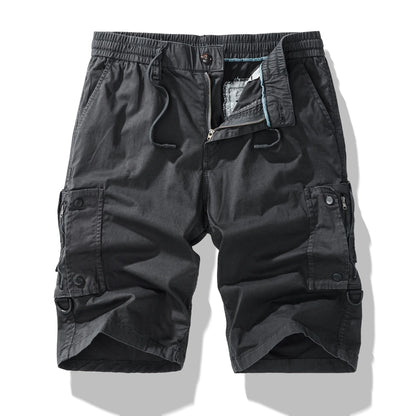 Mid Length Breathable Straight Leg 5 Inch Street Short Men's Summer Thin Washed Cotton Cargo Shorts Loose Casual Trend Sports