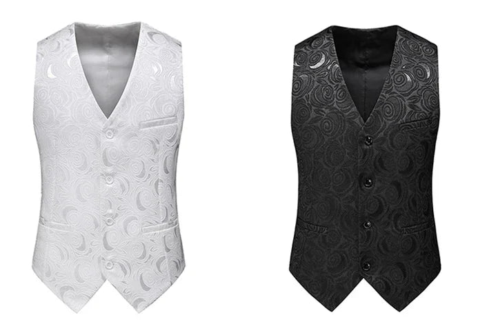2026 New Men's Red Sleeveless Vest Coat, Single-breasted V Neck Waistcoat, Wedding Party Vests Blue Black Asian Size M-5XL 6XL