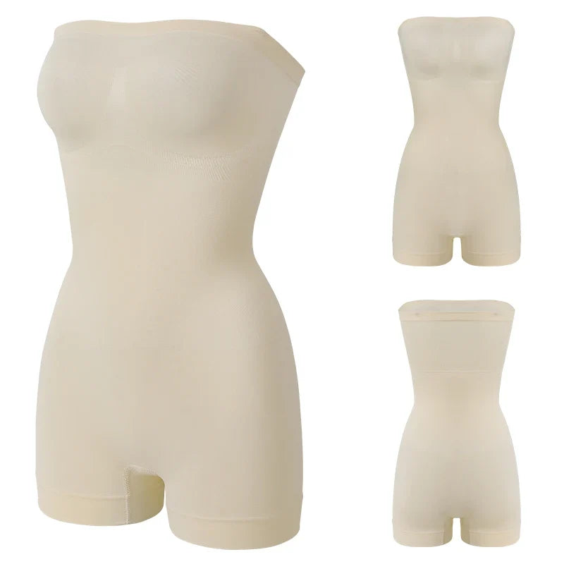 New Strapless Bodysuit Off Shoulder Tube Top Women Shorts Shapewear Tummy Control Body Shaper Sexy Fajas Skinny Underwear