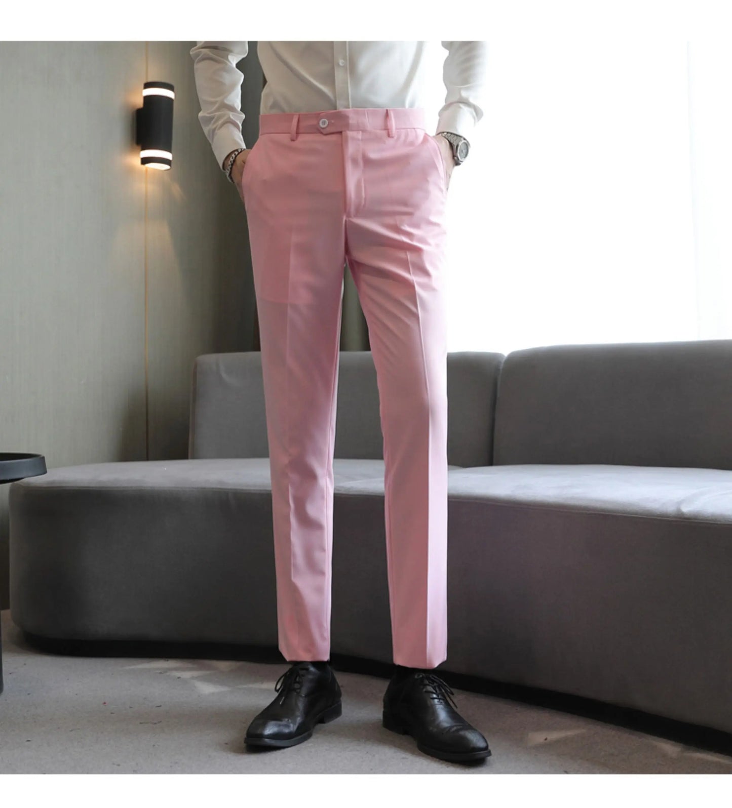 Plus Size 40-29 High Qualitys Men's Solid Color Slim Fit Suit Pants Fashion Business Formal Men Wedding Social Party Trousers