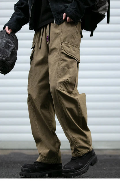 Oversized Cargo Pants For Men Multi Pocket Loose Fit Streetwear Casual American Style Korean Trendy Fashion Straight Leg Pants