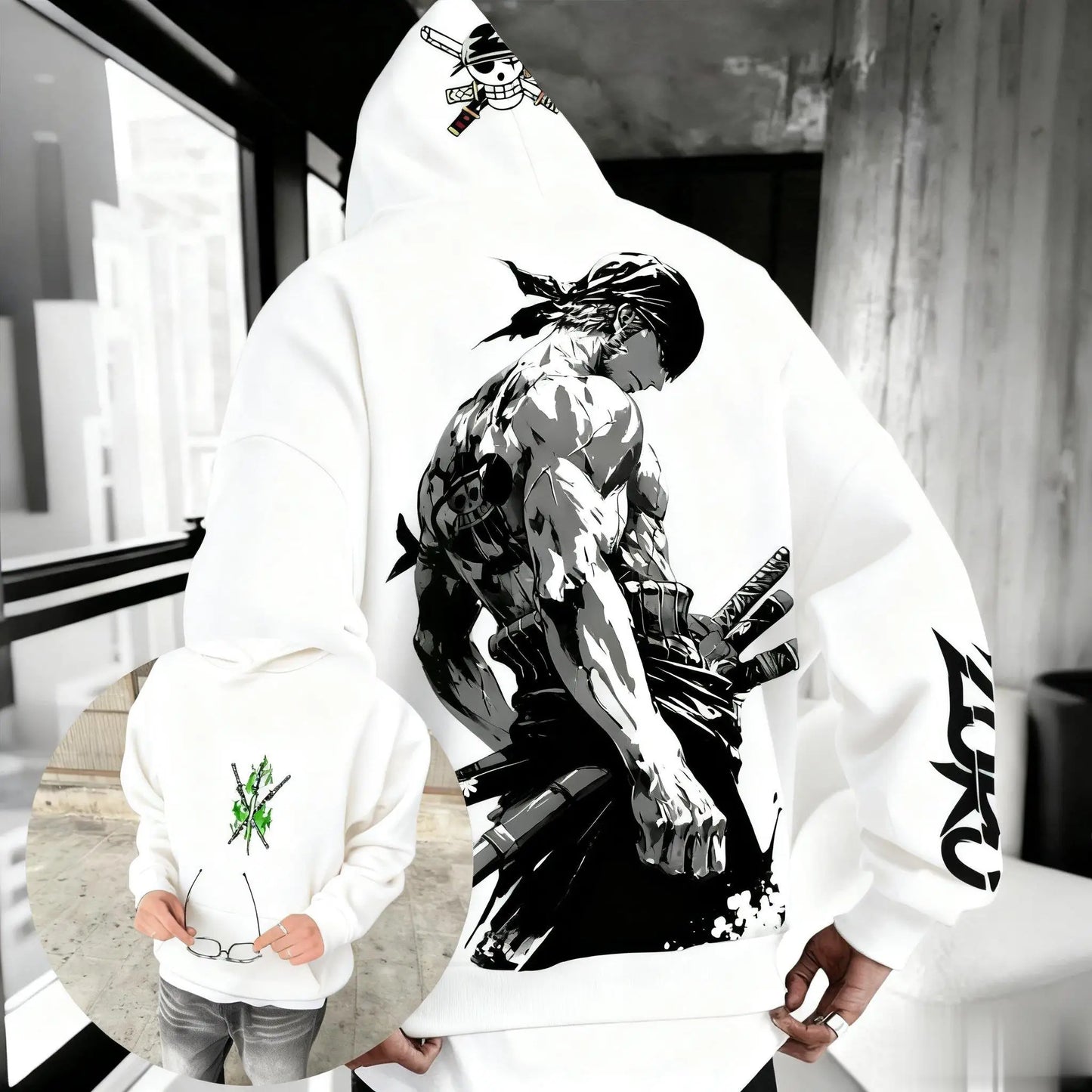 Unisex One Piece Zoro Anime Hoodie Winter New Pullover Men Women Streetwear Oversized Loose Casual Y2k Top Sweatshirt Winter New
