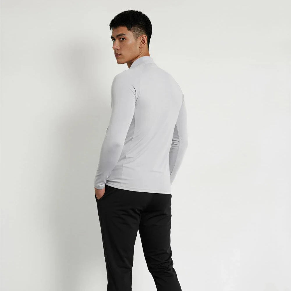 Autumn Winter Outdoor Half-zipper Stand-up Collar Quick-drying Sports Long-sleeved Gym Fitness Running Training Suit T-shirt Men