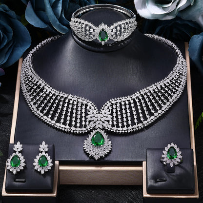 2023 New Dubai 4-Piece Jewelry Set Angel Design Bride Necklace Earring Set AAA Cubic Zirconia Women's Wedding Accessories