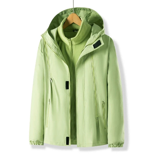 Women Three-in-One Detachable Autumn Winter Outdoor Climbing Windbreaker Windproof Waterproof Fleece Lined Jacket Coat Man Coats