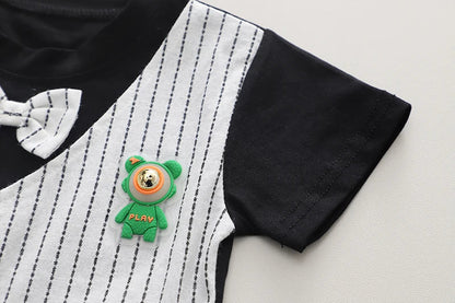 New Summer Kids Boys Clothes High Qulity Short Sleeve Gentleman Patchwork T Shirt Pants Toddler Boy Clothing Casual Outfits
