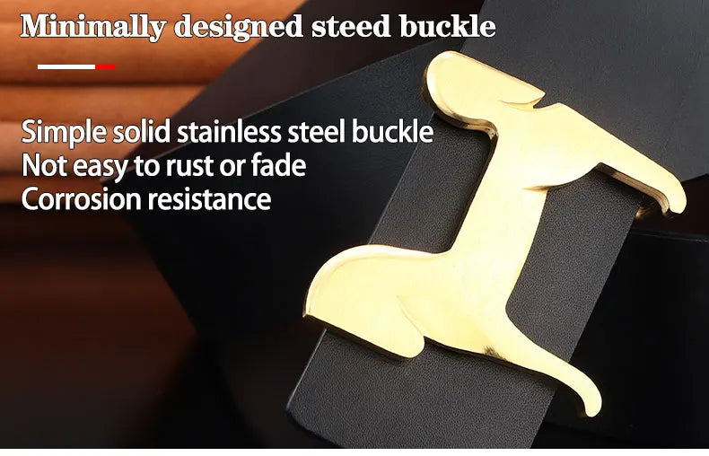High grade Stainless steel horse slide buckle men belts 3.8cm wide genuine leather Waistband cowboy casual ceinture homme