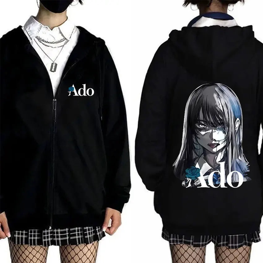 Ado World Tour 2025 Hibana Zipper Hoodie Men Women Clothing Fashion Japanese Style Streetwear Unisex Casual Fleece Zip Up Jacket