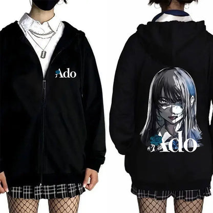 Ado World Tour 2025 Hibana Zipper Hoodie Men Women Clothing Fashion Japanese Style Streetwear Unisex Casual Fleece Zip Up Jacket