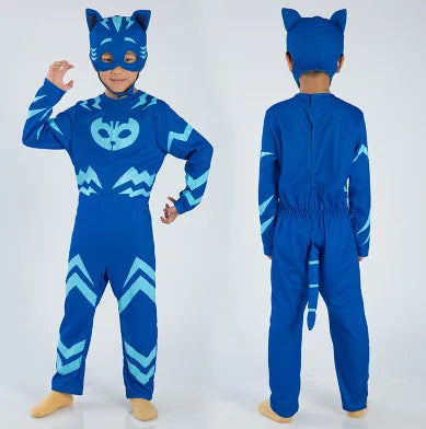 cosplay Blue Pajama Boys Girls Anime Hero Costume with Mask Cosplay Clothe Suit Child Halloween costume Birthday Party Kids Gift