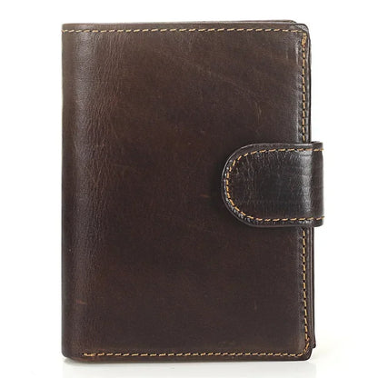 New Men Wallet Cowhide Genuine Leather Wallets Coin Purse Clutch Hasp Open Top Quality Retro Short Wallet Multi Cards Slots