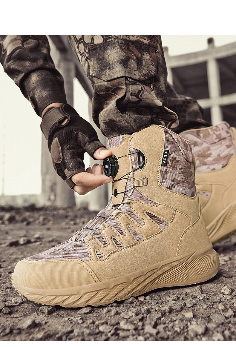 New Men Tactical Boots Brand Army Boot Military Ankle Hiking Shoes Safety Desert Work Climbing Shoes Waterproof High Quality