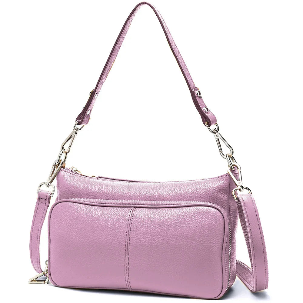 Women's Handbag 100% Genuine Leather Ladies Shoulder Crossbody Messenger Bag Fashion Hobos Black High Quality