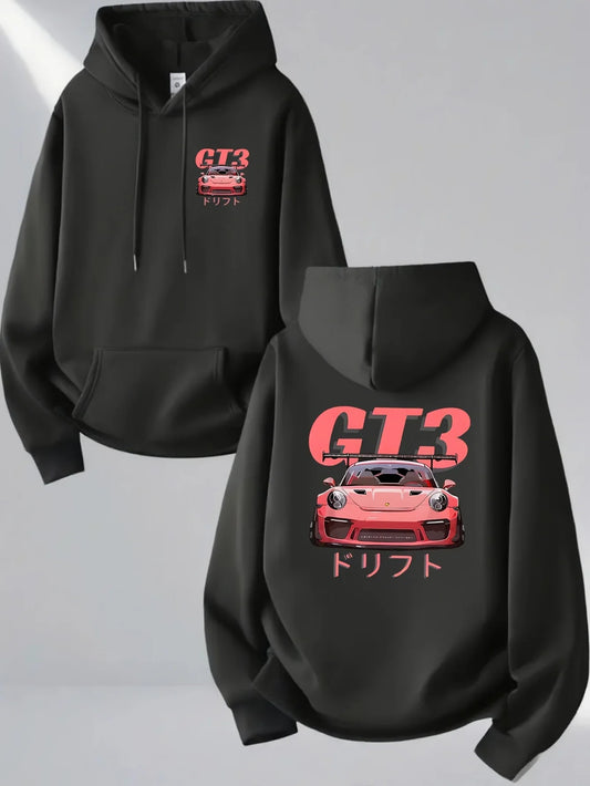 Men's Fashion Street Style Hoodie Car Print Sweatshirt Street Casual Fashion Long Sleeve Pullover Autumn and Winter Outfit
