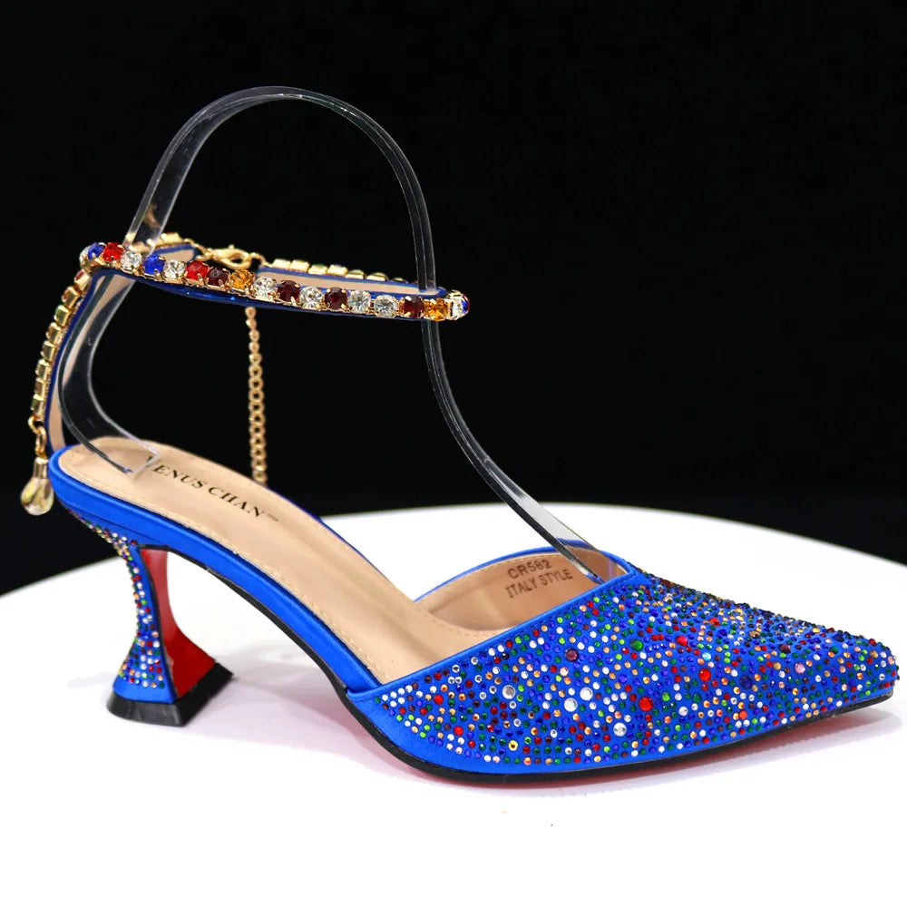 New Arrival Fashion Style Pointed Shoes Bag Soft Handle Bag Anklet Design Medium Heel Ladies Shoes Suitable for Wedding Party