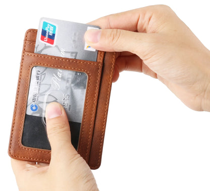 Blocking Wallet Business Card Cover for Case Super Thin Men Leather Credit Card Holder Card Travel Wallet Minimalist Wallet