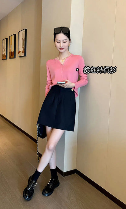 High end early autumn new fashionable small A-line skirt with buttocks wrapped, high-end gray half skirt  skirts