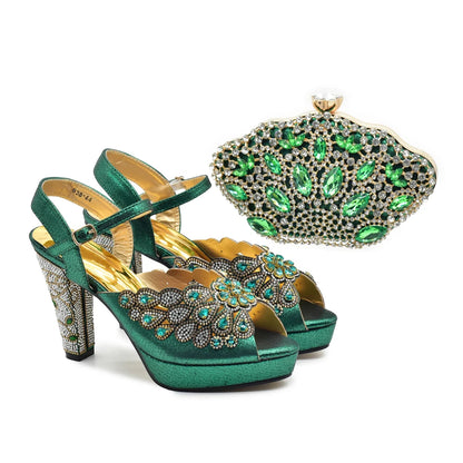 New Arrival Luxury Italian Shoes and Bag Set for Women Ladies Shoe and Bag Set Latest Designers Diamond Pumps Shoes and Bags