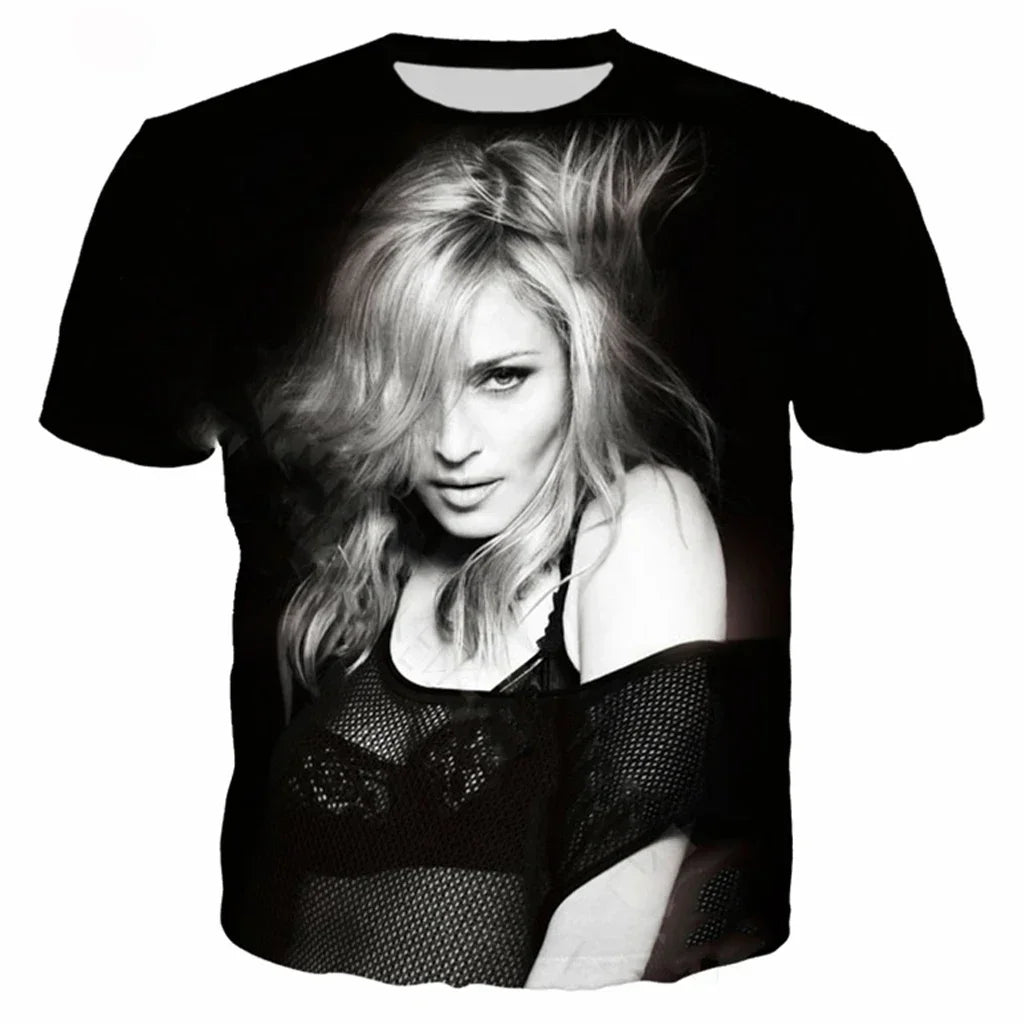 Y2K Singer Madonna Graphic T Shirts Summer Women Men Clothing Fashion Casual Tops Tees Harajuku Streetwear Oversized T-shirt