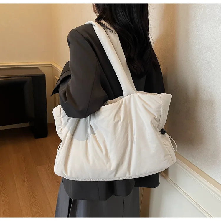 Fashion Winter Women Shoulder Bag Large Simple Shopping Commuting Bag Simple and Practical Textured Casual Versatile Tote Bag