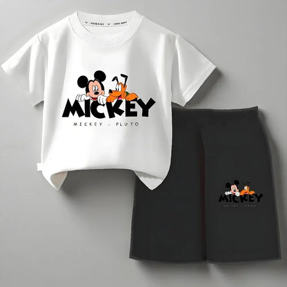 Summer New Style Boys Waffle Fabric Breathable T Shirt Sets Children Short Sleeve Top Shorts Two Piece Suit Kids Casual Outfits