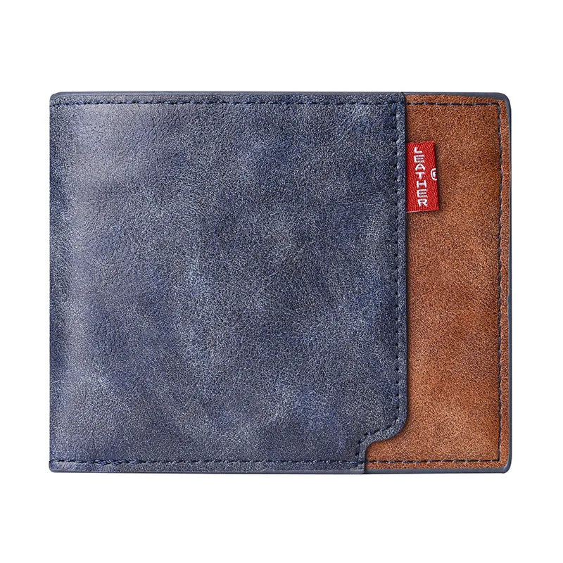 New men's frosted large capacity wallet, business triple fold thin zipper, soft leather wallet, short wallet