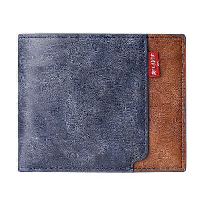New men's frosted large capacity wallet, business triple fold thin zipper, soft leather wallet, short wallet