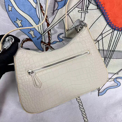 100% genuine real crocodile leather head skin women tote handbag Himalaya white color 2025 new design excellent skin lady tote