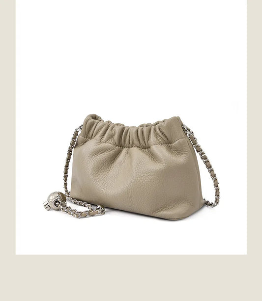 Genuine leather cloud bag Shoulder Bag Handbag Women's Crossbody Bags Cowhide Underarm Small chain Dumpling bag ladies korea