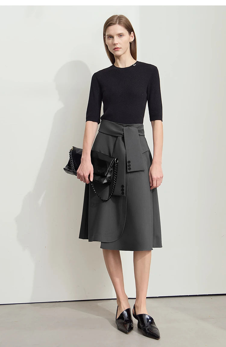 Minimalist New Skirt Women Summer 2025 Solid Loose Mid-length A-line Asymmetric Skirts Female Fashion Office Lady 12542045