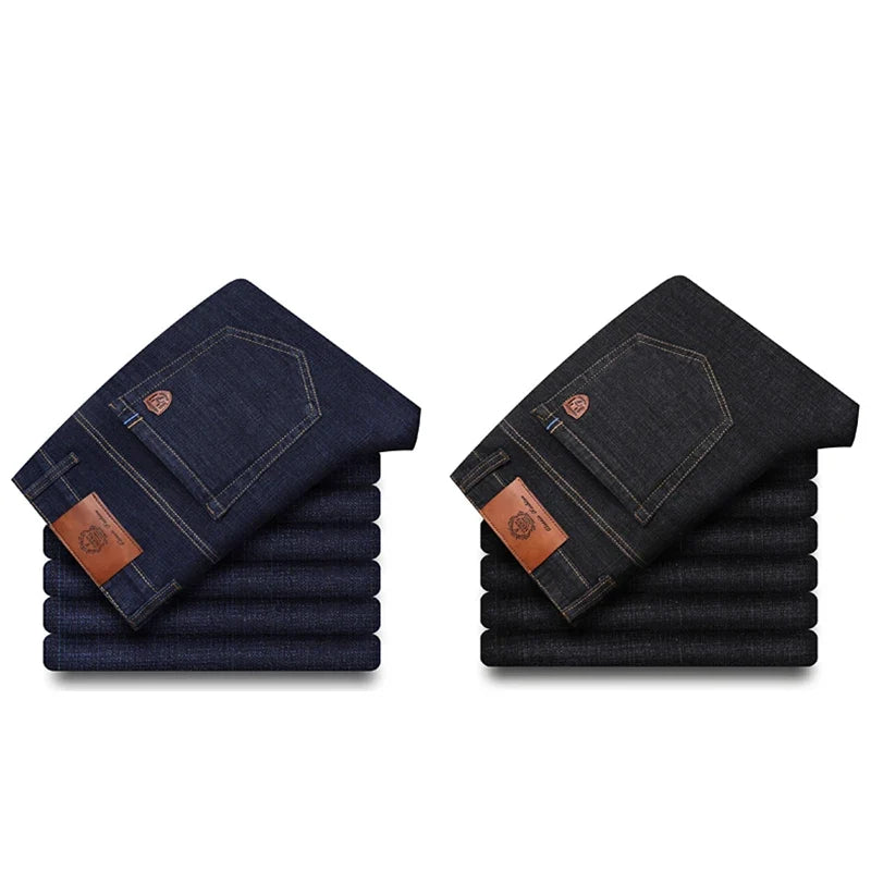 2024 Fashion Men Stretch Loose Straight Jeans Casual Elastic Slim Fit Denim Pants Male Brand Business Trousers Large size 38 40