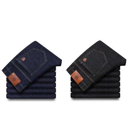 2024 Fashion Men Stretch Loose Straight Jeans Casual Elastic Slim Fit Denim Pants Male Brand Business Trousers Large size 38 40