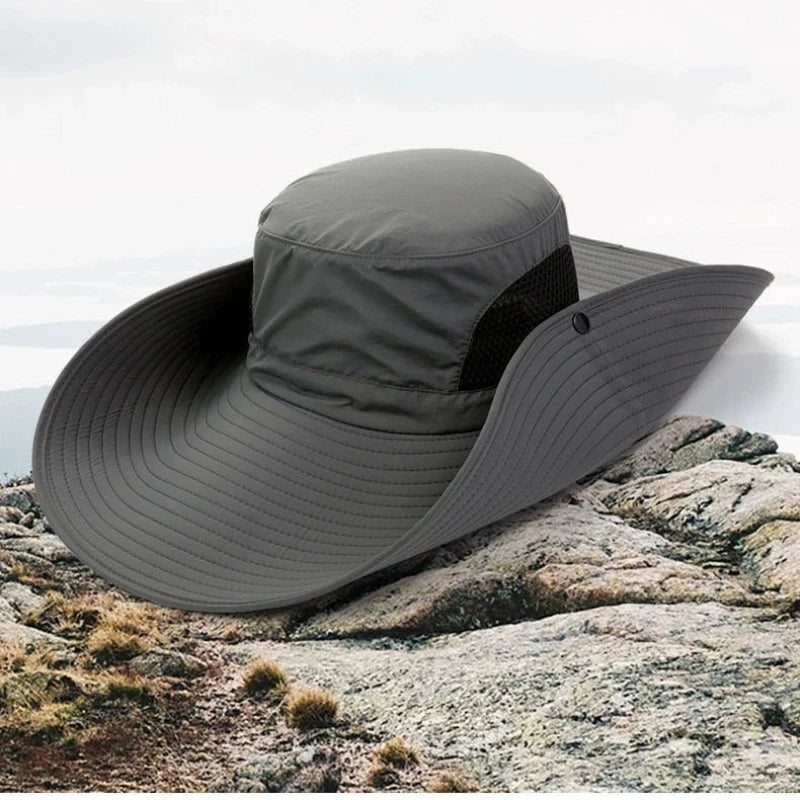 Large Brim Polyester Sun Hat UV Protection Breathable Mesh Cap Foldable Men and Women Outdoor Fishing Hiking Beach Caps