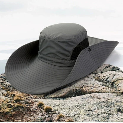 Large Brim Polyester Sun Hat UV Protection Breathable Mesh Cap Foldable Men and Women Outdoor Fishing Hiking Beach Caps