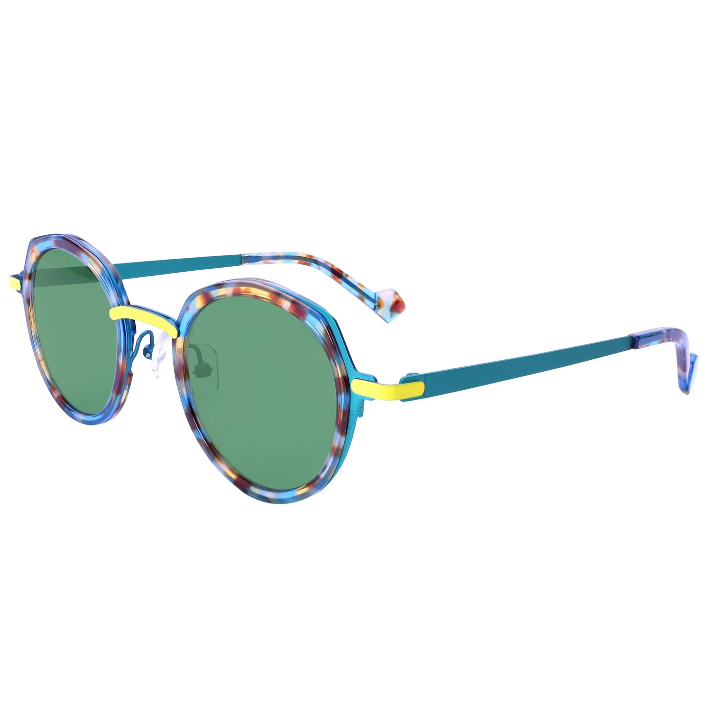 Acetate Sunglasses UV400 Polarized Green Metal Frame Lightweight Comfortable Fashion Sun Glasses with Colored Bridge