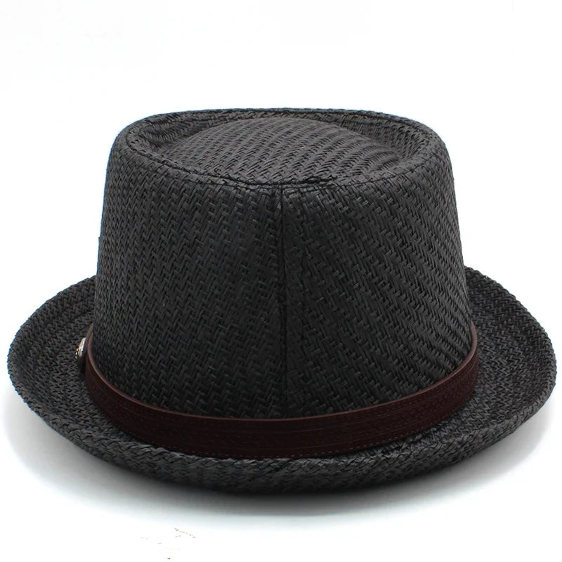 Men Women Straw Pork Pie Hats Summer Sunhat Boater Caps Sailor Sombrero Beach Fedora Trilby Outdoor Travel US Size 7 1/4 UK L