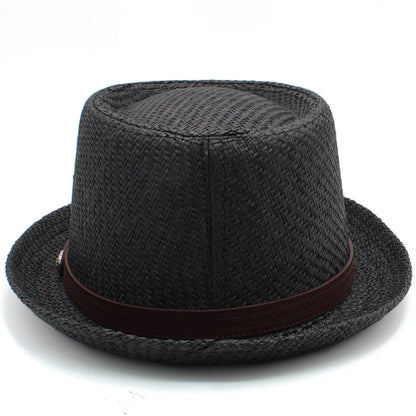 Men Women Straw Pork Pie Hats Summer Sunhat Boater Caps Sailor Sombrero Beach Fedora Trilby Outdoor Travel US Size 7 1/4 UK L