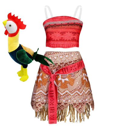 Halloween Fairy Princess Moana Costume Girl Cosplay Vaiana Vintage Adventure Kids Bikini Party Clothes Kids Clothes Set
