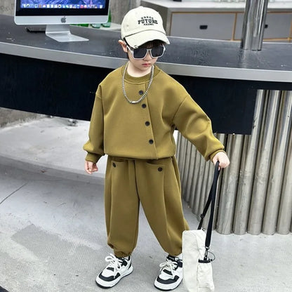 Sweatshirt Set Children Clothing Top Bottom Clothing 4 Years Korean Kids Clothes 2025 New Children's Child Autumn Winter Boy
