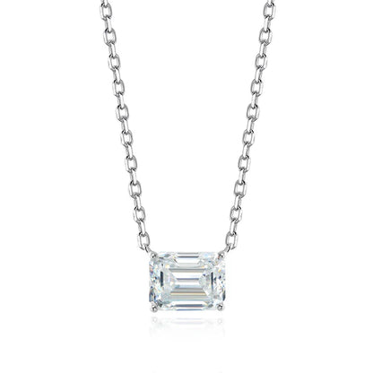 1-3CT Solitaire Moissanite Necklace for Women Emerald Cut Lab Diamond Wedding Female Necklace 925 Sterling Silver Jewelry