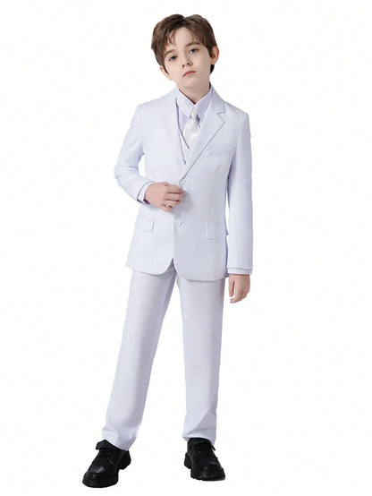 Boys Suits Colorful Formal Suits 4 Piece Slim Fit Dresswear Suit Set Jacket Vest Pants and Tie）School Uniforms
