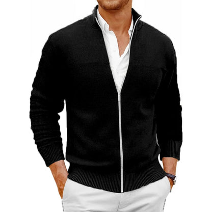 Men's Knit Zipper SweaterCoats Slim Fit Sweaters Stand Collar Fall Winter Cardigan Sweater Jumper Warm Streetwear