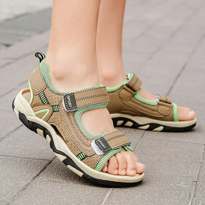 New Design Kids Sandals Boys Barefoot Shoes Summer Beach Waterproof Casual Sneaker PU Leather Sports Sandals for Boy 4-12 Years