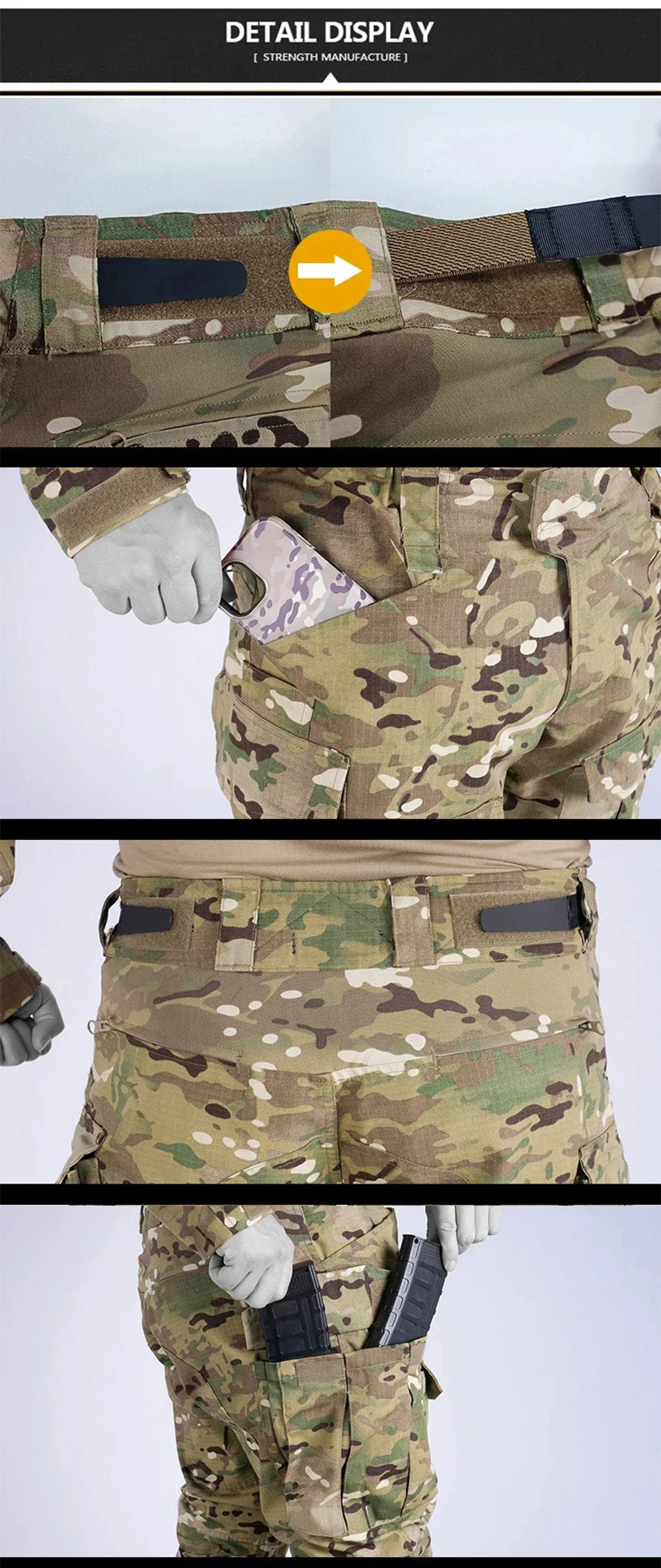 Men Combat Pants With Knee Pads Tactical Cargo Sport Trousers Camouflage Multicam Trekking Hunting Clothes( Not knee pads)
