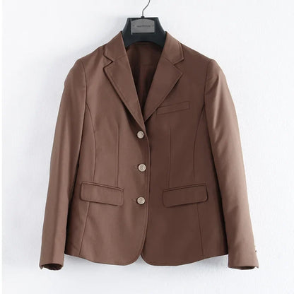Preppy Style Slim Fit Solid Blazer Woman Double Button Turn-Down Collar Blazers Women Spring Autumn Basic Student JK Suit Coat