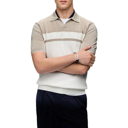 Summer Men's Polo Clothing Luxury T Shirt Casual Short Sleeve Drapped Loose Basic Splice Shirt Popular Knitwear